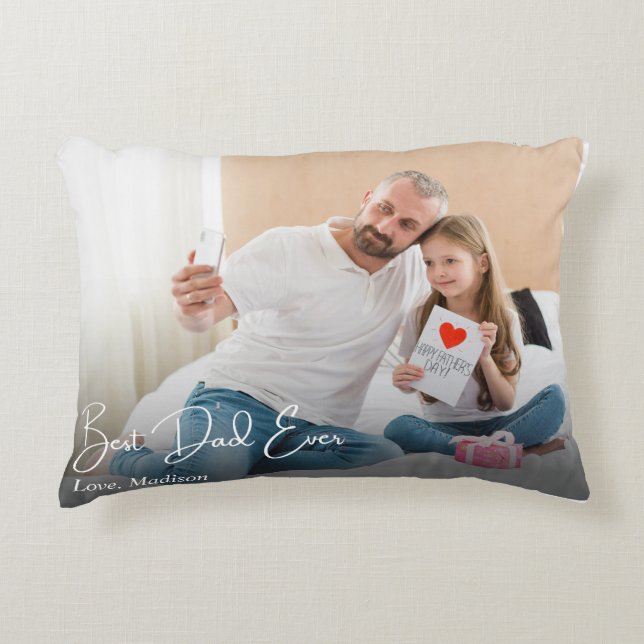 Best Dad Ever Simple Custom Photo Accent Pillow (Front)