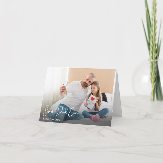 Best Dad Ever Simple Custom Photo Letterpress Thank You Card (Front)