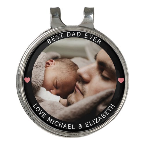 Best Dad Ever Simple Elegant Fathers Day Photo Golf Hat Clip