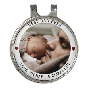 Best Dad Ever Simple Elegant Father's Day Photo Golf Hat Clip