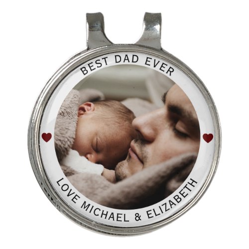Best Dad Ever Simple Elegant Fathers Day Photo Golf Hat Clip