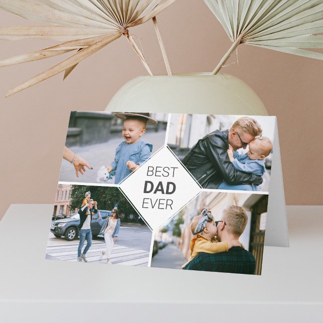 Best Dad Ever Simple Photo Collage Fathers Day Card (Creator Uploaded)
