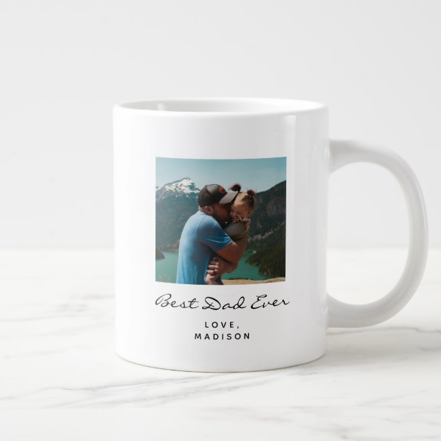 Best Dad Ever Simple Script Photo Gift Giant Coffee Mug (Right)