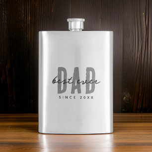 Best Dad Ever Since 20XX Modern Simple Preppy Flask