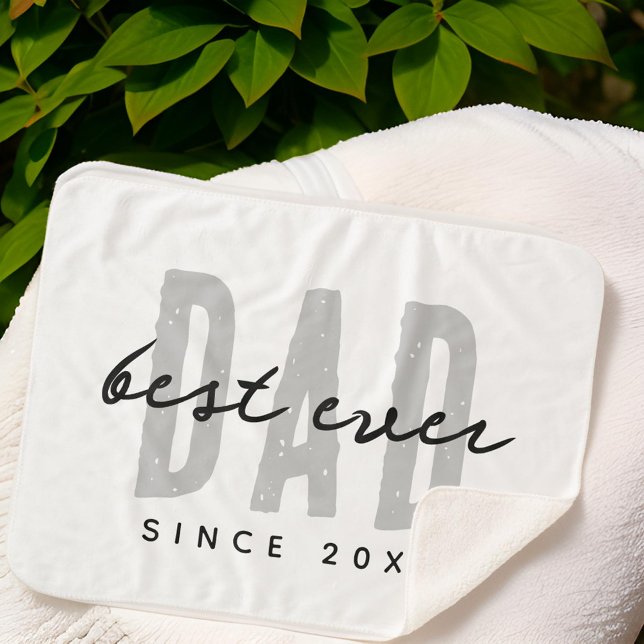 Best Dad Ever Since 20XX Modern Simple Preppy Sherpa Blanket (Creator Uploaded)