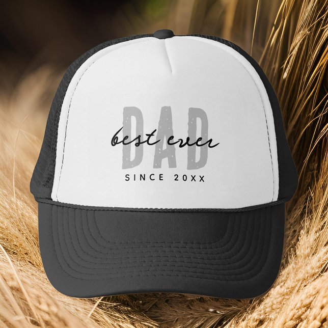 Best Dad Ever Since 20XX Modern Simple Preppy Trucker Hat (Creator Uploaded)