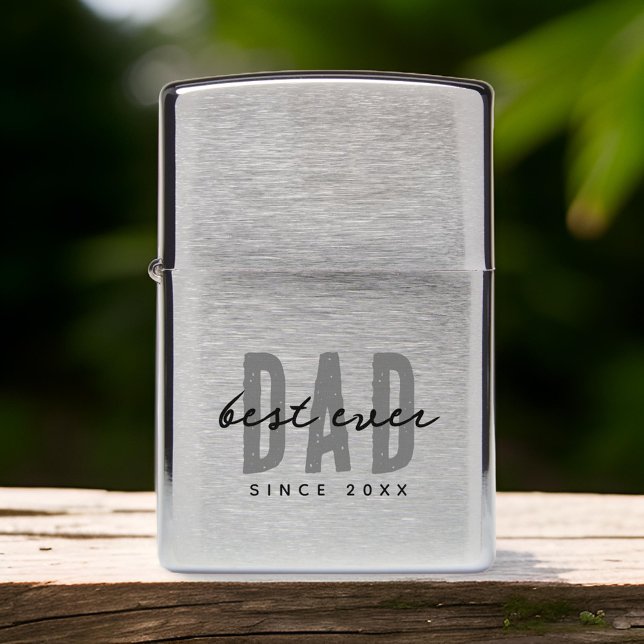Best Dad Ever Since 20XX Modern Simple Preppy Zippo Lighter (Creator Uploaded)