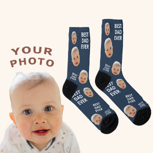 Best Dad Ever Socks with Custom Photo and Text