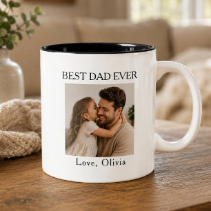 Best Dad Ever Square Photo Personalized Two-Tone Coffee Mug