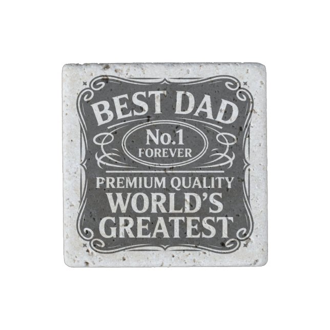 Best Dad Ever Stone Magnet (Front)