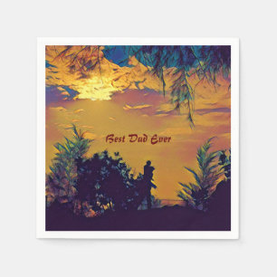 Best Dad Ever Sunrise Scenery Abstract Art Cute Napkins