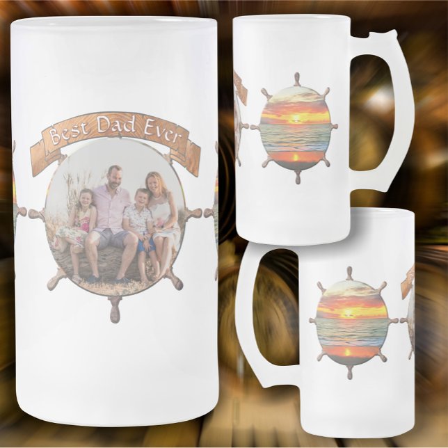 Best Dad Ever Sunset 1738 Frosted Glass Beer Mug (Creator Uploaded)