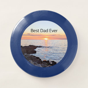 Best Dad Ever Sunset Ocean Photo Nature photo Blue Wham-O Frisbee