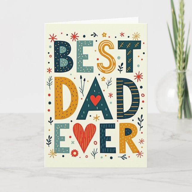 Best Dad Ever Teal Pattern Card (Front)