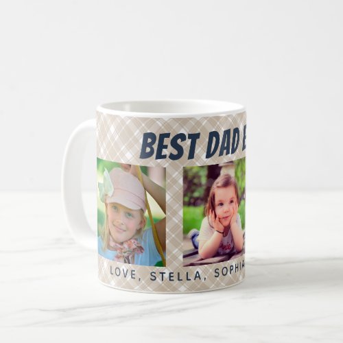 Best Dad Ever  Three Photos Plaid Coffee Mug