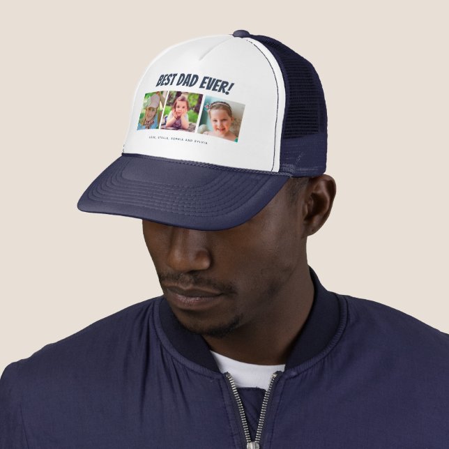 Best Dad Ever Three Photos Trucker Hat Zazzle