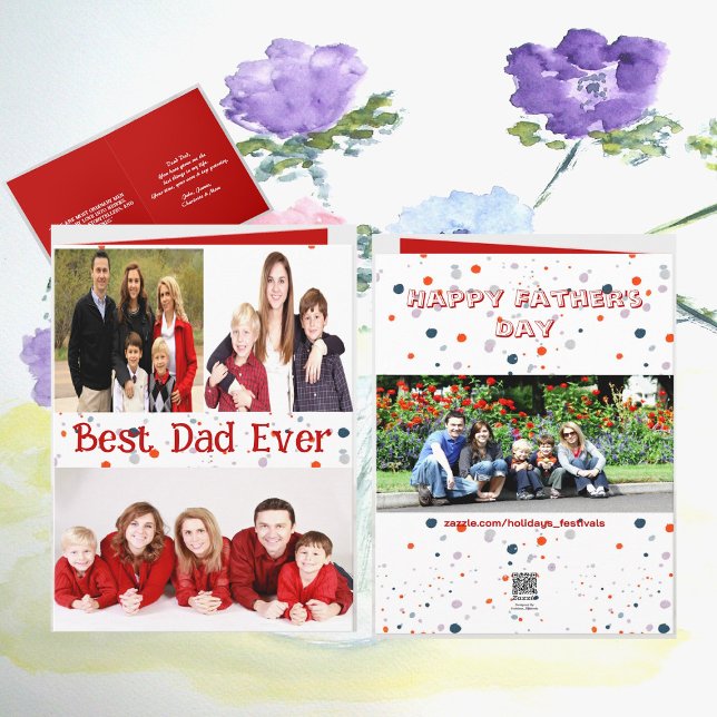 Best Dad Ever Topography Photo Collage Fathers Day Card (Creator Uploaded)