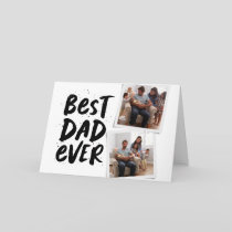 Best dad ever trendy two photo black Father's Day Card