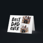 Best dad ever trendy two photo black Father's Day Card<br><div class="desc">Best dad ever! This playful and cool card features modern lettering with "best dad ever" and two stylized photos.  There's a "we love you" and custom text inside to make it extra personalized for that best dad in your life! Perfect for father's day,  dad's birthday or a holiday!</div>