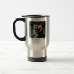 Best Dad Ever Two Photo Personalized   Travel Mug