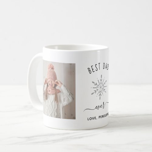 Best Dad Ever  Two Photos and Silver Snowflake Coffee Mug