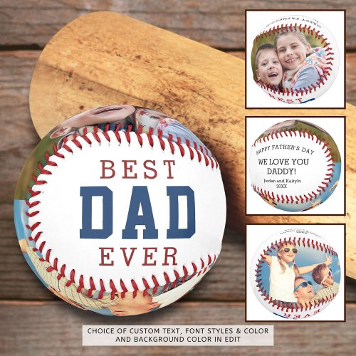 BEST DAD EVER Two Photos Happy Fathers Day Baseball