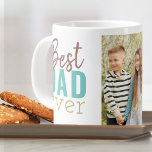 Best Dad Ever Typography and Custom Photo Giant Coffee Mug<br><div class="desc">Upload your photo to this Jumbo coffee mug for the best dad ever. Stylish typography design simply reads "Best Dad Ever" in a modern blend of script, serif and sans serif fonts. The photo template is set up for you to add one of your favorite pictures of the children, dad...</div>