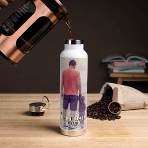 Best Dad Ever Typography Father Full Photo Water Bottle
