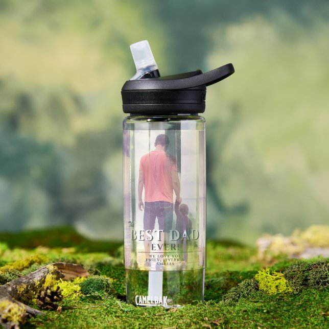 Best Dad Ever Typography Father Full Photo Water Bottle (Outdoor)