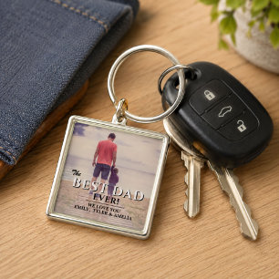 Best Dad Ever Typography Father`s Day Full Photo Keychain