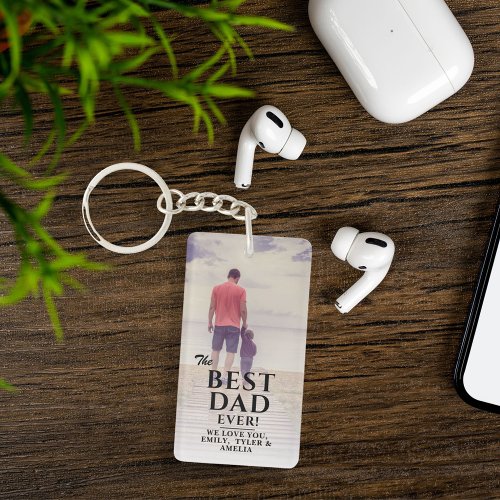 Best Dad Ever Typography Fathers Day Full Photo Keychain
