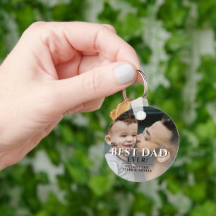 Best Dad Ever Typography Father`s Day Photo Keychain