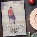 Best Dad Ever Typography Father`s Day Photo  Kitchen Towel<br><div class="desc">Best Dad Ever Typography Father`s Day Photo kitchen towel. The design has modern typography in black and white colors,  that overlays the photo Personalize with your names and add your photo. Cute and sweet keepsake gift for a dad or a grandpa for Father`s Day,   birthday or Christmas.</div>