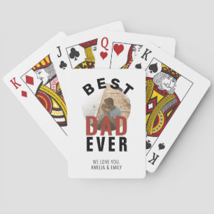 Best Dad Ever Typography Father`s Day Photo Poker Cards