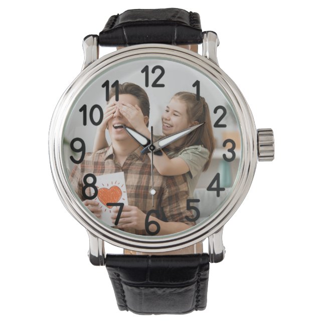 Best Dad Ever Typography Father`s Day Photo Watch (Front)