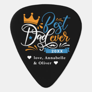 Best Dad Ever Typography Photo Guitar Pick