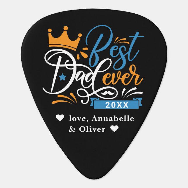 Best Dad Ever Typography Photo Guitar Pick (Front)