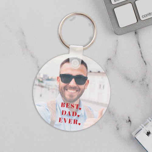 Best dad ever typography photo overaly keychain