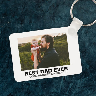 Best Dad Ever Unique Father's Day Custom Photo Keychain