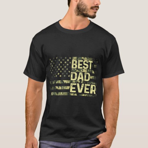 Best Dad Ever United States USA Flag For Dad on Fa T_Shirt