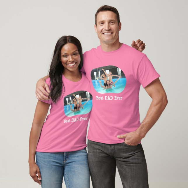 Best DAD Ever upload your horizontal family photo T-Shirt (Unisex)