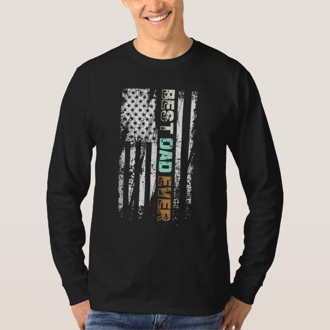Best Dad Ever US American Flag Fathers Day Dad Pat T-Shirt (Front)