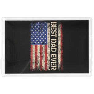 Best Dad Ever US American Flag Gifts for Father's Acrylic Tray