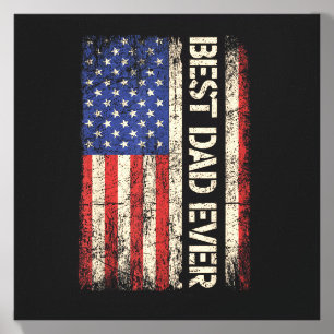 Best Dad Ever US American Flag Gifts for Father's Canvas Photo Tile