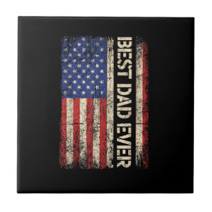 Best Dad Ever US American Flag Gifts for Father's Ceramic Tile