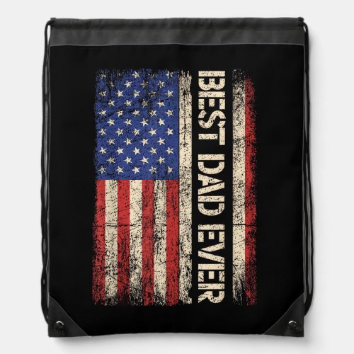Best Dad Ever US American Flag Gifts for Father's Drawstring Bag