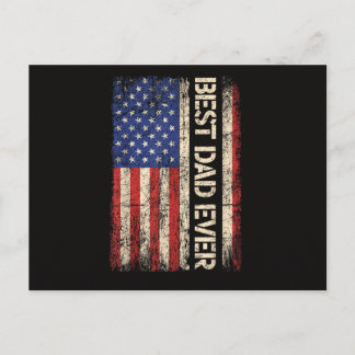 Best Dad Ever US American Flag Gifts for Father's  Holiday Postcard