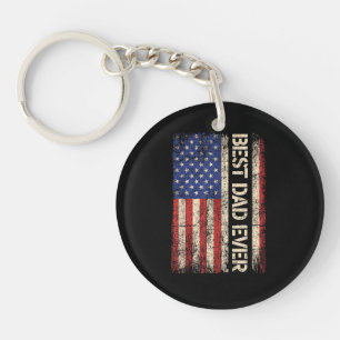 Best Dad Ever US American Flag Gifts for Father's Keychain