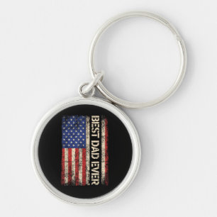 Best Dad Ever US American Flag Gifts for Father's Keychain
