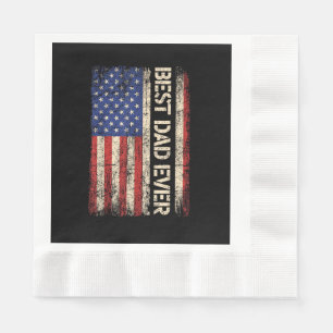 Best Dad Ever US American Flag Gifts for Father's Napkins